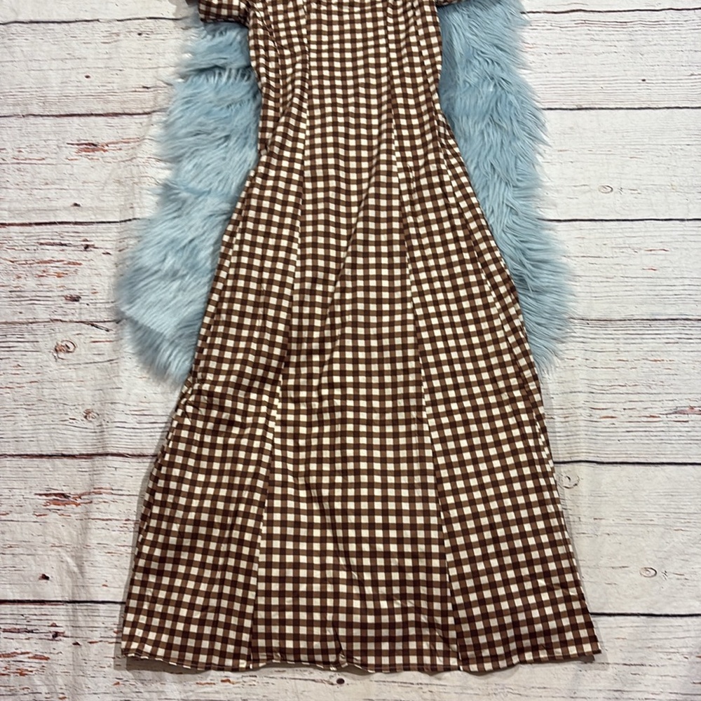 Show Me Your MuMu Brown & Cream Gingham Midi Dress - Picture 9 of 10